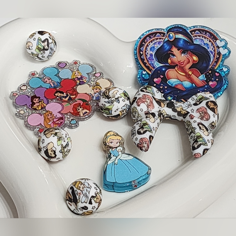 Flatback Beads Princess Bow‎ Crafts Acrylic Keychain Beaded Pen Bag Clip Magnet